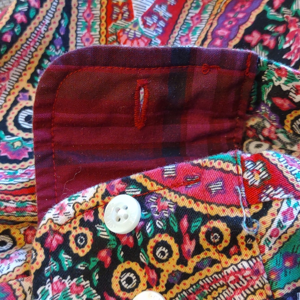 Chaps by Ralph Lauren Colorful Paisley No Iron Button Down Blouse EUC - Picture 6 of 8
